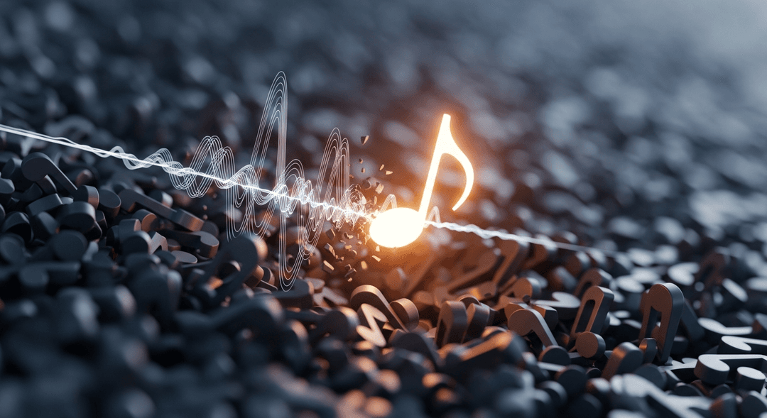 Visual metaphor for an effective music pitching strategy, showing music standing out from the crowd.