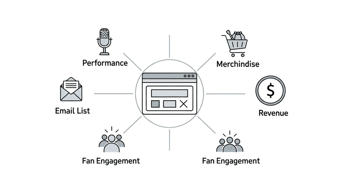 Visual representation of effective fan engagement strategy and direct-to-fan marketing for independent musicians.